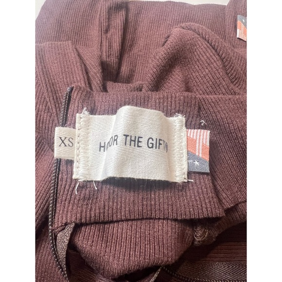 Honor The Gift Women's XS Brown Ribbed Mock Neck Midi Dress Bodycon Minimal - Picture 6 of 8